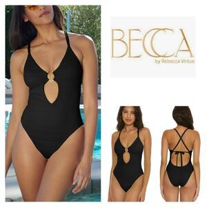 Becca Ariyah Textured One-piece Black Swimsuit